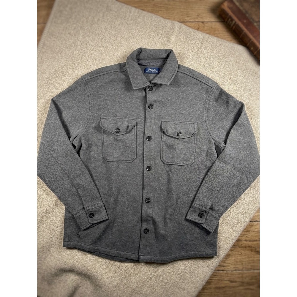 Polo Ralph Lauren Double-Knit Mesh Shirt Jacket Gray Size Medium Retail $168